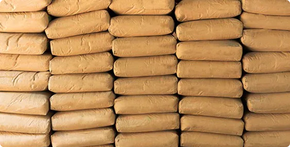 A close up of filled paper sacks in large stacks 